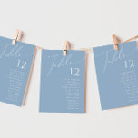 Script Whimsical | Tableau des numéros de table bl<br><div class="desc">Voici notre magnifique script lunatique | tableau bleu poussiéreux graphique de nombres parfait pour votre simple fête de printemps de boho moderne. Notre design élégant comprend une palette de couleurs vives et pastel avec un script de calligraphie vintage et chic. Que vous préfériez un style minimaliste ou classique, notre produit...</div>