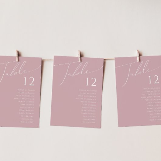 Script Whimsical | Tableau des numéros de table de