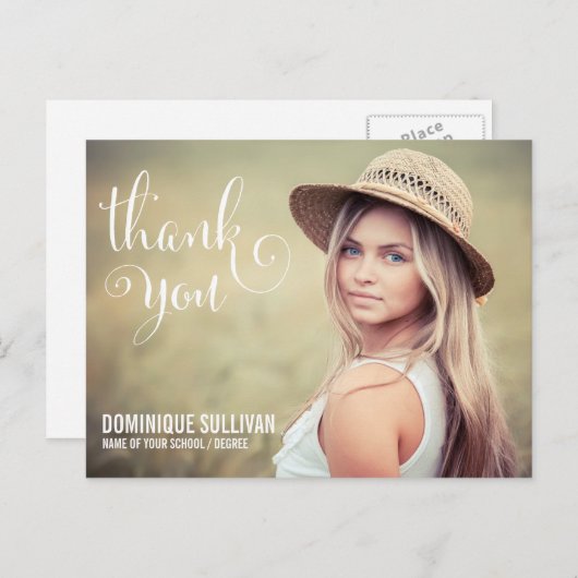 SCRIPT WHIMSIQUE | CARTE POSTALE MERCI DE DIPLÔME (Devant / Derrière)