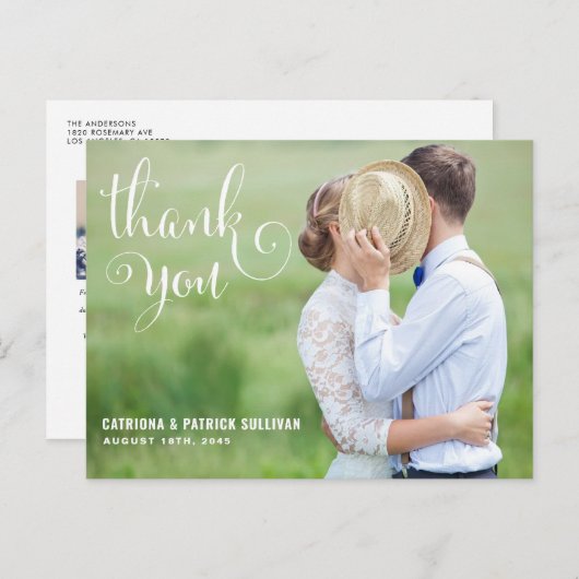 SCRIPT WHIMSIQUE | CARTE POSTCARD MERCI MARIAGE (Devant / Derrière)