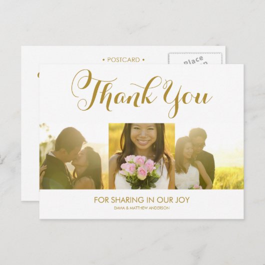 SCRIPT WHIMSIQUE | CARTE POSTCARD MERCI MARIAGE (Devant / Derrière)