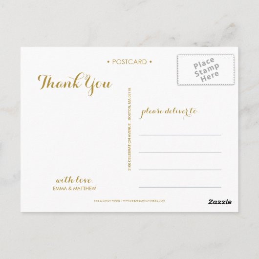 SCRIPT WHIMSIQUE | CARTE POSTCARD MERCI MARIAGE (Dos)