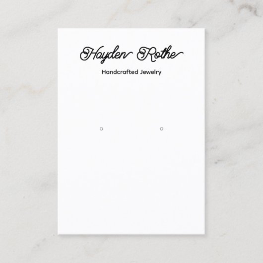 Script White Earring Display Visitekaartje (Voorkant)