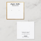 Script White en Gold Earring Jewelry Display Vierkante Visitekaartje (Voorkant / Achterkant)