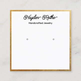 Script White en Gold Earring Jewelry Display Vierkante Visitekaartje
