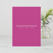 Script White & Magenta Bachelorette Weekend Kaart (Staand voorkant)
