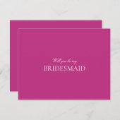 Script White & Magenta Bridesmaid Proposal Kaart (Voorkant / Achterkant)