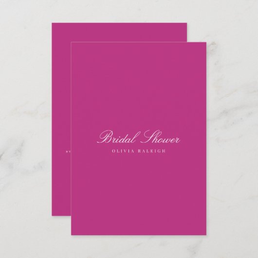 Script White & Magenta nuptiale douche Invitation (Devant / Derrière)
