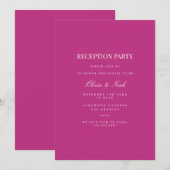 Script White & Magenta Receptie Uitnodiging Kaart (Voorkant / Achterkant)