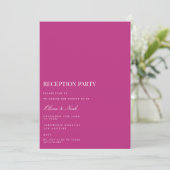 Script White & Magenta Receptie Uitnodiging Kaart (Staand voorkant)