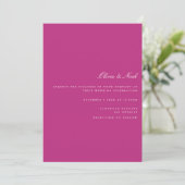 Script White & Magenta Wedding Invitation Kaart (Staand voorkant)