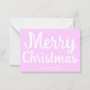 Script White Merry Christmas Paarse vakantie Kaart Notitiekaartje