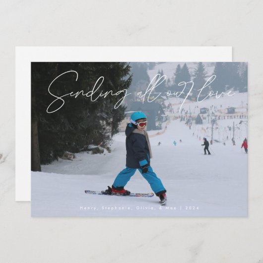 Script White Overlay Verzenden Love Photo Valentij Feestdagenkaart (Voorkant / Achterkant)