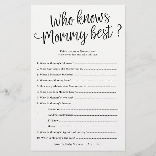 Script Who Know's maman la meilleure carte de jeu (Devant)