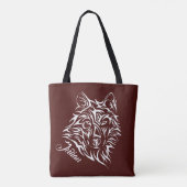 Script Witte Wolfskop op Bloedrode Persoonsnaam Draagtas (Achterkant)