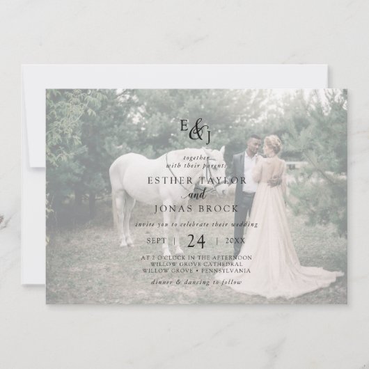 script | Zachte horizontale fotobruiloft Kaart (Voorkant)