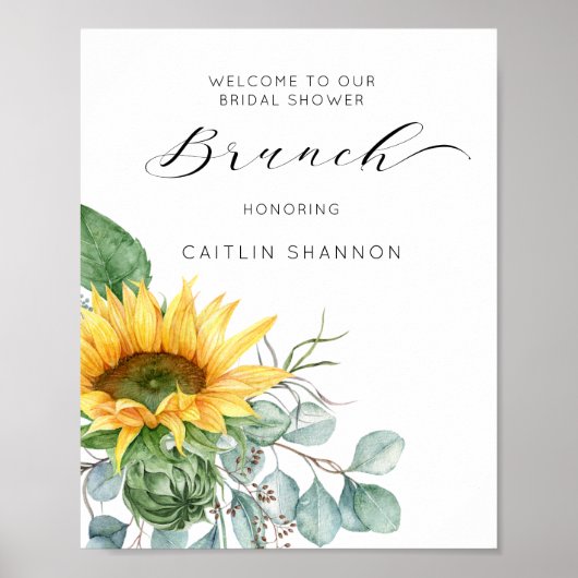 Script Zonnebloem Bruidsfeest Brunch Welkom Poster (Voorkant)