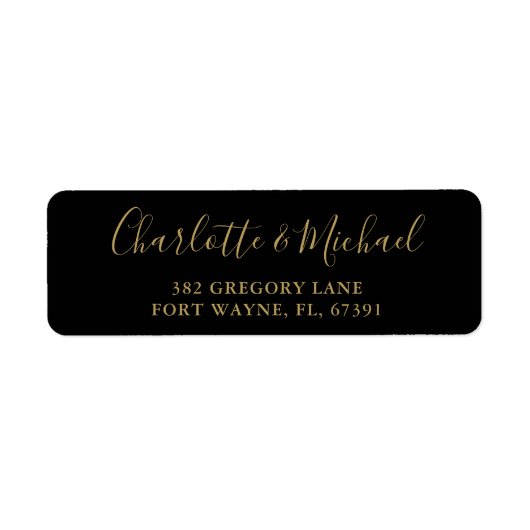 Script Zwart En Goud Trouw Retouradres Etiket (Voorkant)