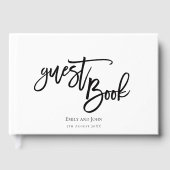 script Zwart Typografie en Border Bruiloft Gastenboek (Voorkant)