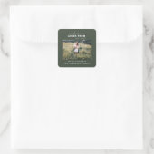 scriptafstand die juicht vanaf hier vierkante sticker (Tas)
