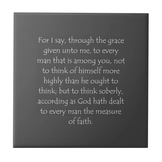 Scriptcitaat Romans 12 3 Tegeltje (Voorkant)