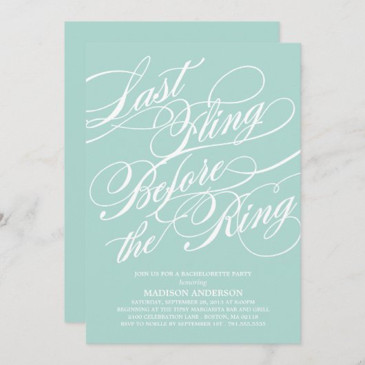 SCRIPTÉ| INVITATION DE LA PARTIE BACHELORETTE (Devant / Derrière)