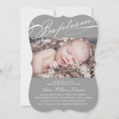 Scripted Baptism Rosary Cross Gray Foto Religious Kaart (Voorkant)