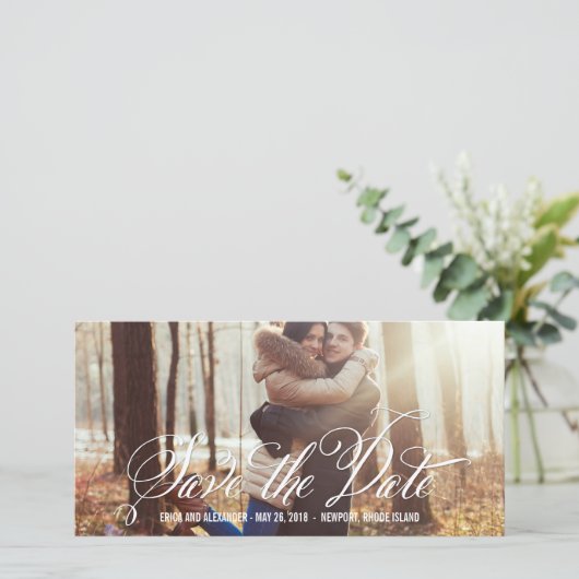 Scripted Beauty sparen de Datum Fotokaarten Save The Date (Staand voorkant)
