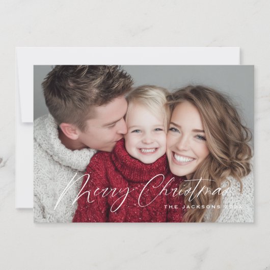 Scripted Chic Merry Christmas Design Feestdagenkaart (Voorkant)