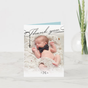 Scripted Godsdienstige Foto van het Monogram van Bedankkaart