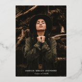 Scripted Gold Foil Foto Afstuderen Hartelijk dank Folie Uitnodiging (Voorkant)