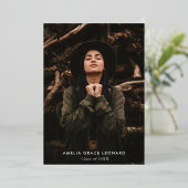 Scripted Gold Foil Foto Afstuderen Hartelijk dank Folie Uitnodiging (Staand Voorkant)