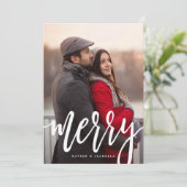 Scripted Merry Holiday Photo Card Feestdagenkaart (Staand voorkant)