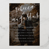 Scripted Names Photo Wedding Silver Folie Uitnodiging (Voorkant)