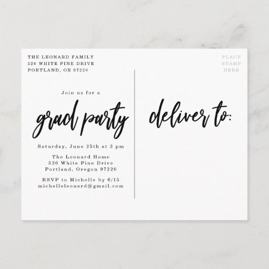 Scripted Photo Graduation Party Uitnodiging Briefkaart (Achterkant)