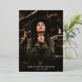 Scripted Silver Foil Foto Afstuderen - Hartelijk d Folie Uitnodiging (Staand Voorkant)