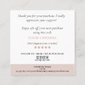 scripthart bedankt voor bestelling roos gouddruppe vierkante visitekaartje (Achterkant)