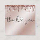 scripthart bedankt voor bestelling roos gouddruppe vierkante visitekaartje (Voorkant)