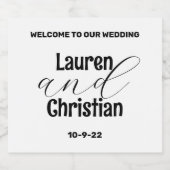 Scripting Black White Wedding Sparkling Wijnetiket (Enkel label)