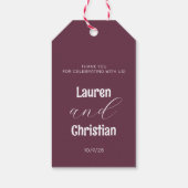 Scripting Plum Square Wedding Cadeaulabel (Achterkant)