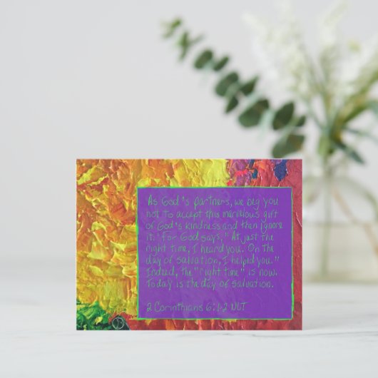 Scriptkaart 2 Corinthians 6:1-2 Briefkaart (Staand voorkant)