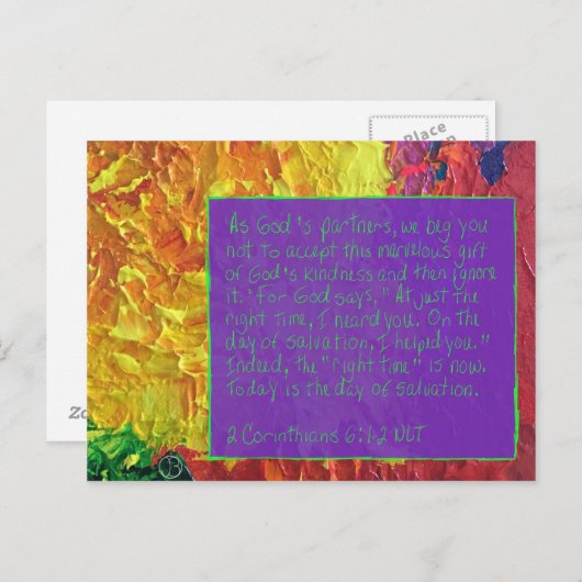 Scriptkaart 2 Corinthians 6:1-2 Briefkaart (Voorkant / Achterkant)