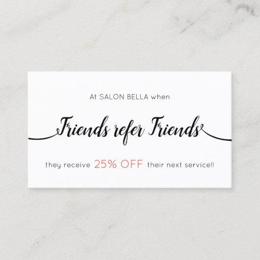 Scriptkalligrafie Klantverwijzing Aanbevelingskaartje (Voorkant)