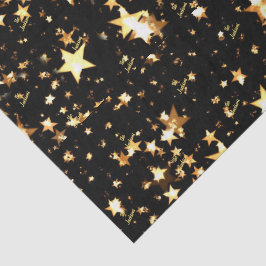 Scriptnaam (3) Tissue Paper Black & Gold Stars Tissuepapier