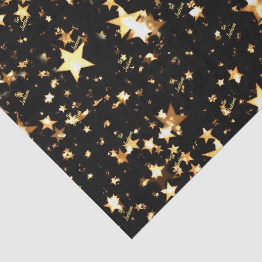 Scriptnaam (3) Tissue Paper Black & Gold Stars Tissuepapier (Detail)