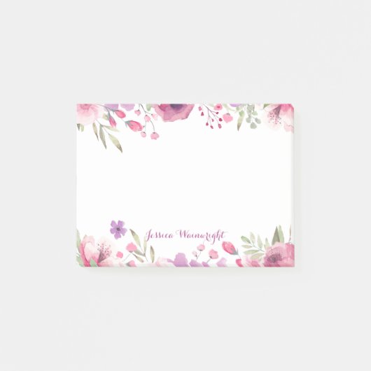 Scriptnaam Aquarel Rozen Post-it® Notes (Voorkant)