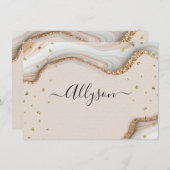 Scriptnaam & Bericht, Glitter Harten, Marmer Feestdagenkaart (Voorkant / Achterkant)