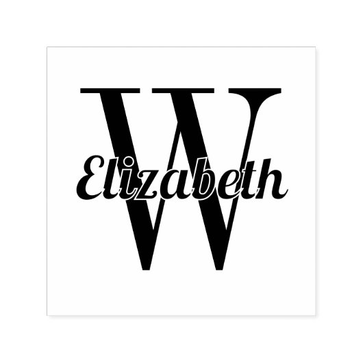 Scriptnaam boven één Initiaal #1 Zelfinktende Stempel (Design)