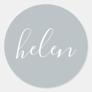 Scriptnaam Gepersonaliseerde Grijs Elegant Ronde Sticker