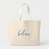 Scriptnaam in marineblauwe custom tote tas (Voorkant)